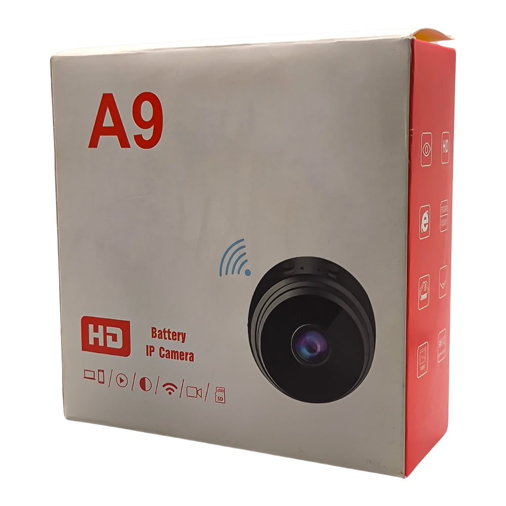 Mini Câmera de Segurança HD A9, Wi-Fi 1080P HD, Grava em Cartão de Memória, Visão Noturna, Preto